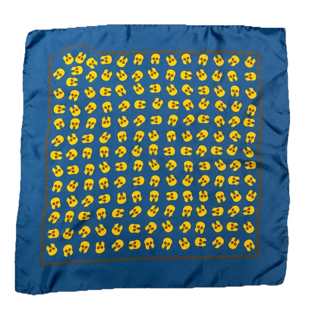 Thalassa Collection Greece Silk‎ Scarf 18x18in Blue Spartan Helmet Print Italy
